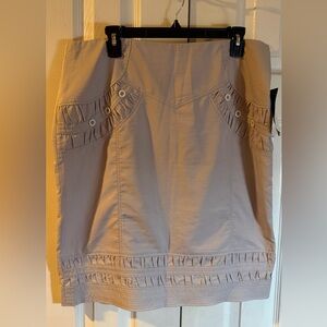 Chic Beige Pencil Skirt with Button Accents